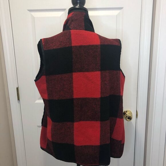 Plaid open drape front vest, size large - Picture 7 of 8